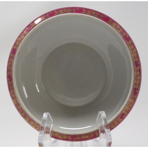 Vintage RH Limoges France Powder Vanity Trinket Box Burgandy and off white with - Picture 9 of 10